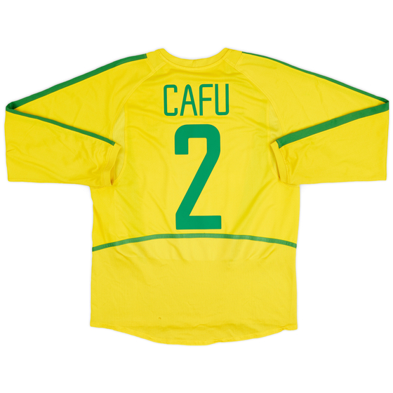 2002-04 Brazil Home L/S Shirt Cafu #2 - 6/10 - (M)