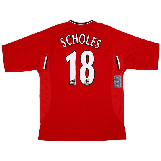 2000-02 Manchester United Home L/S Shirt Scholes #18 (XL)