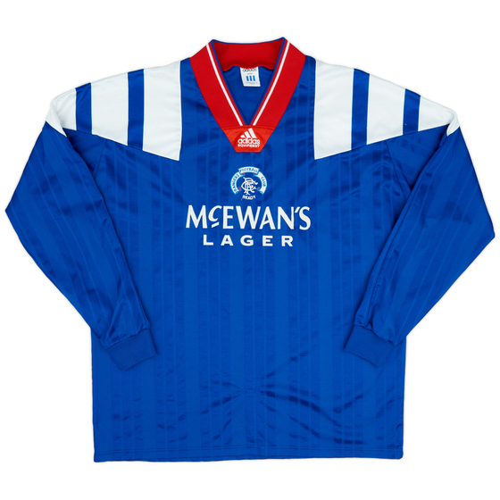 1992-94 Rangers Player Issue Home L/S Shirt - 9/10 - (L/XL)