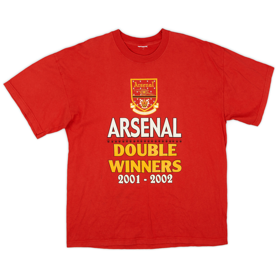2001-02 Arsenal '2001-02 Double Winners' Graphic Tee - 8/10 - (XL)