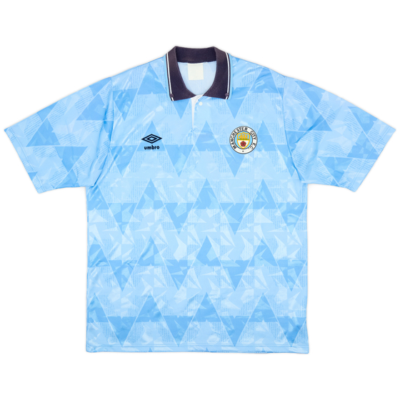 1989-91 Manchester City Home Shirt - 9/10 - (XL)