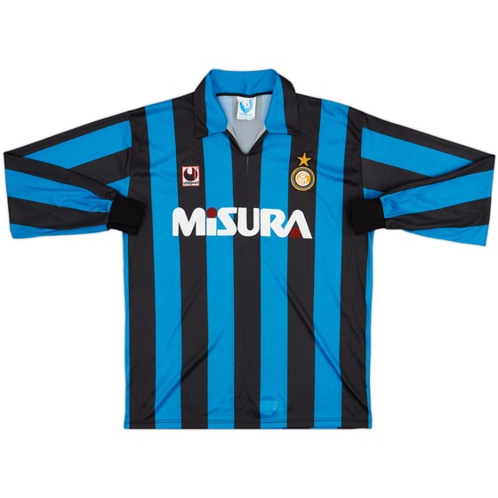 1990-91 Inter Milan Home L/S Shirt - 7/10 - (L)