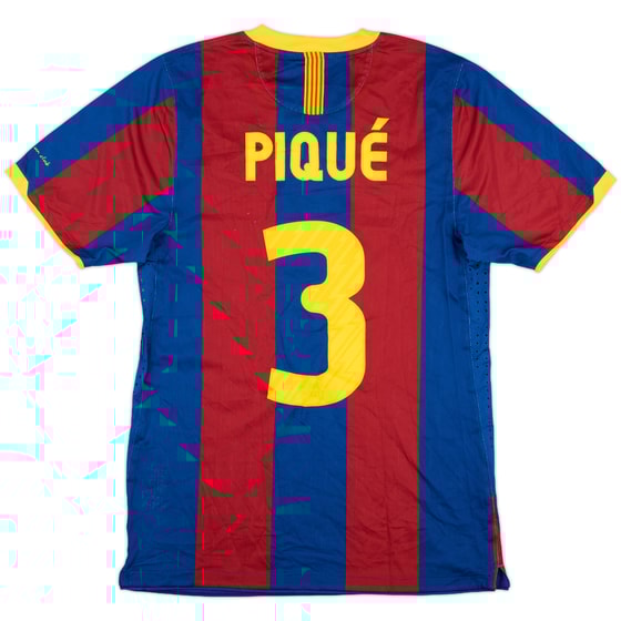 2010-11 Barcelona Player Issue Signed Home Shirt Pique #3 - 8/10 - (M)
