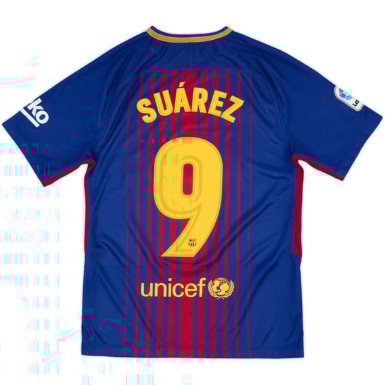 2017-18 Barcelona Home Shirt Suarez #9 - 9/10 - (S)