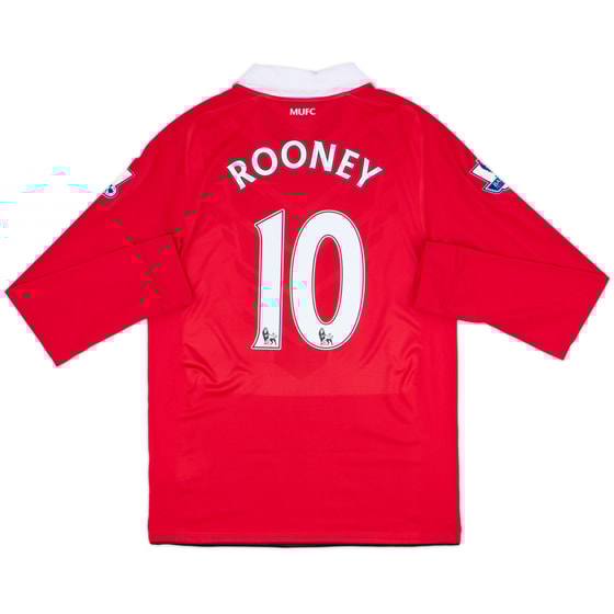 2010-11 Manchester United Home L/S Shirt Rooney #10 - 8/10 - (M)