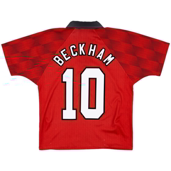 1996-98 Manchester United Home Shirt Beckham #10 - 7/10 - (Y)