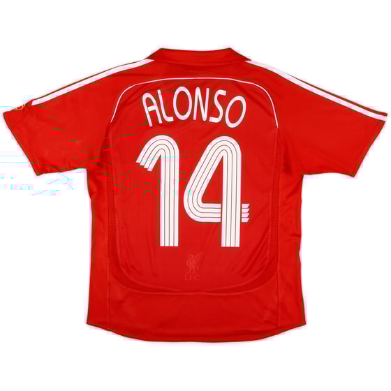 2006-08 Liverpool Home Shirt Alonso #14 - 7/10 - (L.Boys)