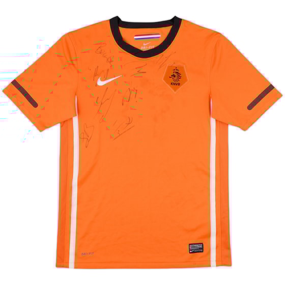 2010-11 Netherlands Signed Home Shirt - 6/10 - (L.Boys)