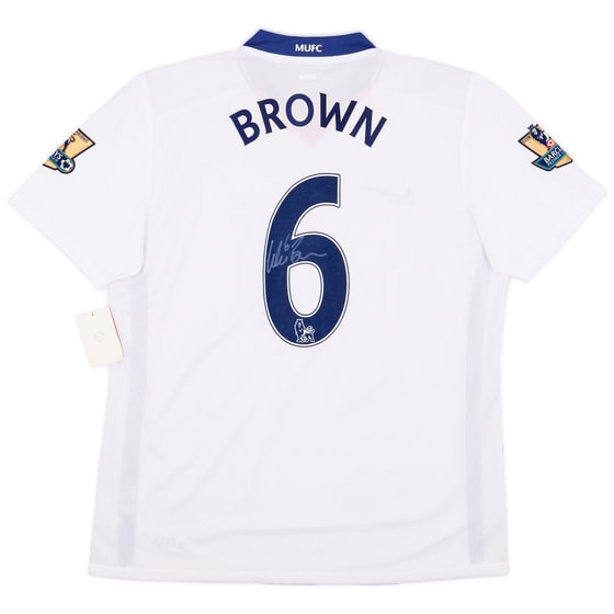 2008-09 Manchester United Player Issue Signed Away Shirt Brown #6