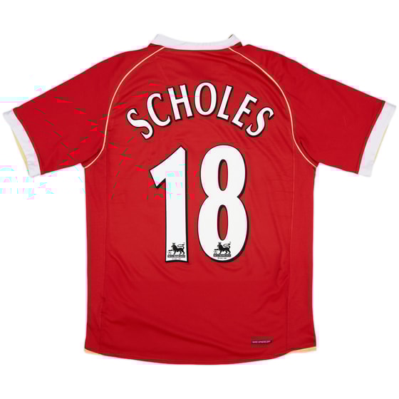 2006-07 Manchester United Home Shirt Scholes #18 - 8/10 - (S)