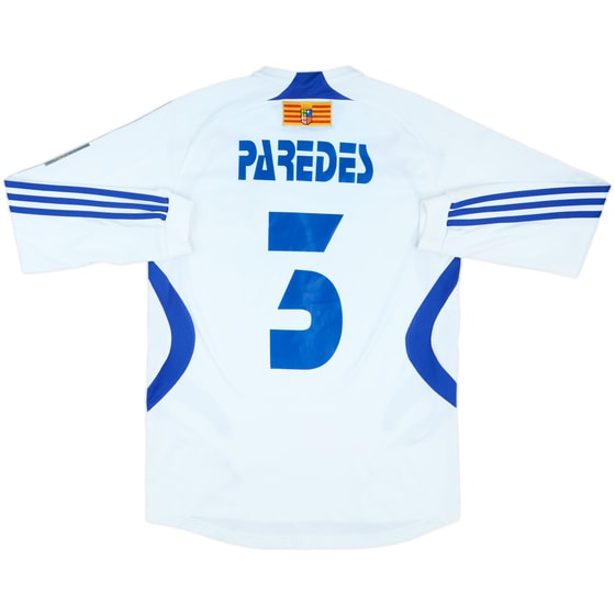 2008-09 Real Zaragoza Match Issue Home L/S Shirt Paredes #3