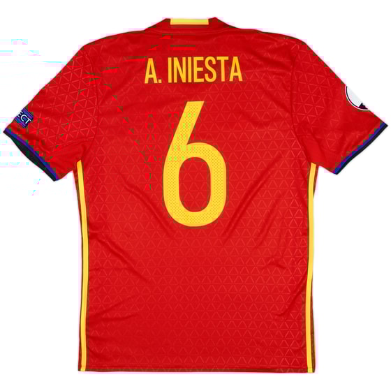 2016-17 Spain Home Shirt Iniesta #6 - 9/10 - (M)
