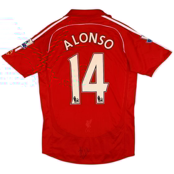 2006-08 Liverpool Signed Home Shirt Alonso #14 - 8/10 - (S)