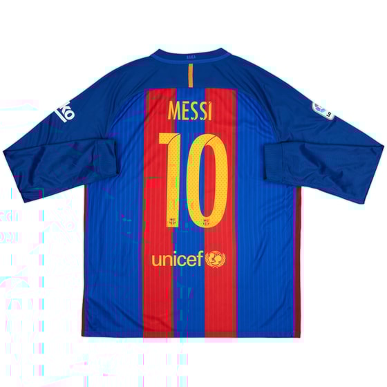 2016-17 Barcelona Home L/S Shirt Messi #10 - 10/10 - (XL)