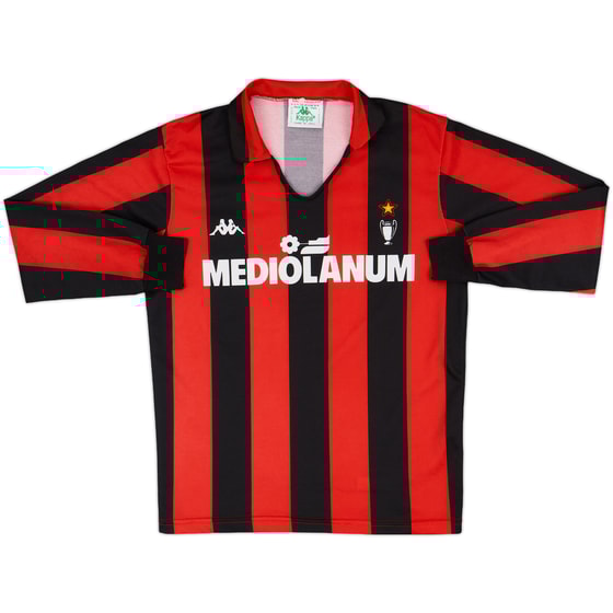 1989-90 AC Milan Basic Home L/S Shirt #10 - 7/10 - (L.Boys)