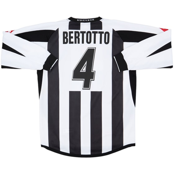 2003-04 Udinese Home L/S Shirt Bertotto #4 - 7/10 - (XL)
