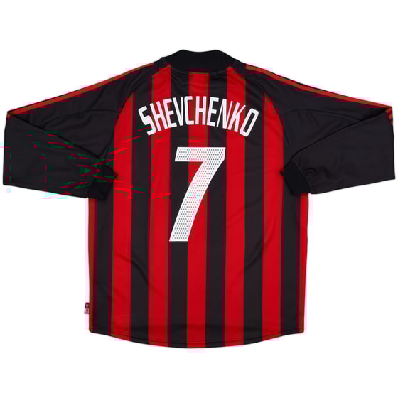 2002-03 AC Milan Home L/S Shirt Shevchenko #7 - 9/10 - (L)