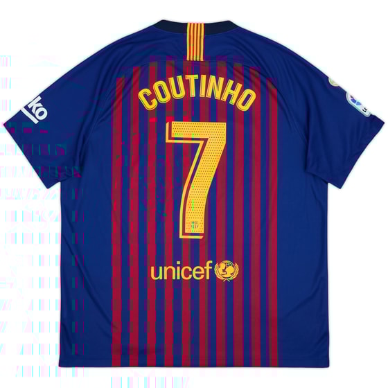 2018-19 Barcelona Home Shirt Coutinho #7 - 9/10 - (XL)