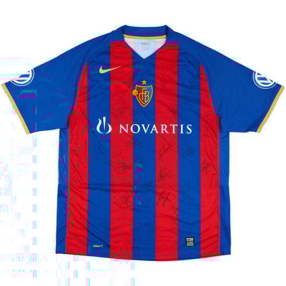 2008-09 FC Basel Squad Signed Home Shirt - 7/10 - (L)