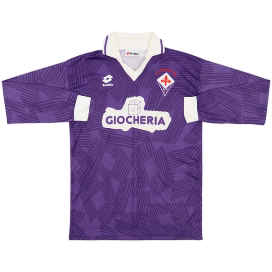 1991-92 Fiorentina Home L/S Shirt - 9/10 - (XL.Boys)