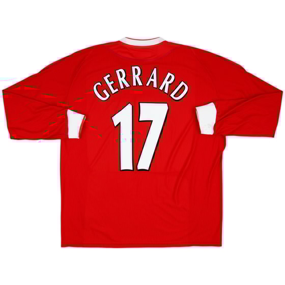 2002-04 Liverpool Home L/S Shirt Gerrard #17 - 8/10 - (XL)