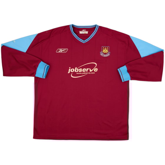 2003-05 West Ham Home L/S Shirt - 7/10 - (XL)