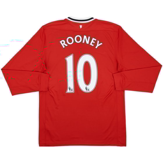 2011-12 Manchester United Home L/S Shirt Rooney #10 - 8/10 - (M)