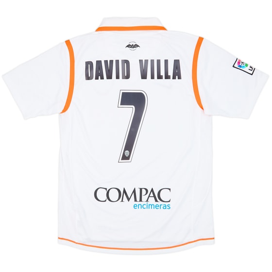 2007-08 Valencia Home Shirt David Villa #7 - 9/10 - (L)