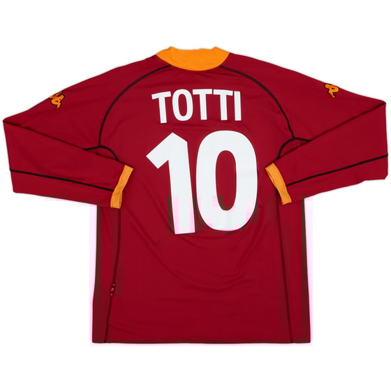 2001-02 Roma Home L/S Shirt Totti #10 - 8/10 - (XL)