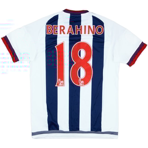 2015-16 West Brom Match Issue Squad Signed FA Cup Home Shirt Berahino #18