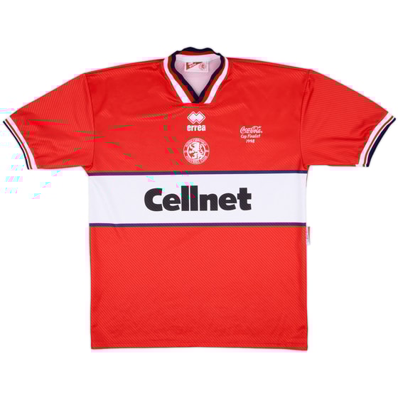 1997-98 Middlesbrough Coco-Cola Cup Finalist 1998 Home Shirt - 9/10 - (XL)
