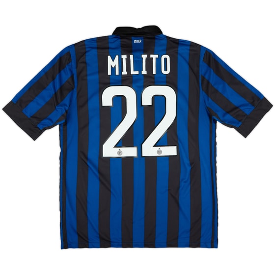 2011-12 Inter Milan Home Shirt Milito #22 - 7/10 - (L)