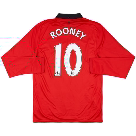 2013-14 Manchester United Home L/S Shirt Rooney #10 - 8/10 - (M)
