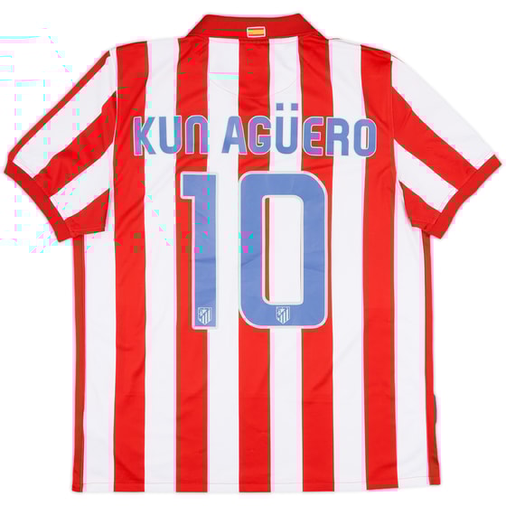 2009-10 Atletico Madrid Home Shirt Kun Aguero #10 - 8/10 - (L)