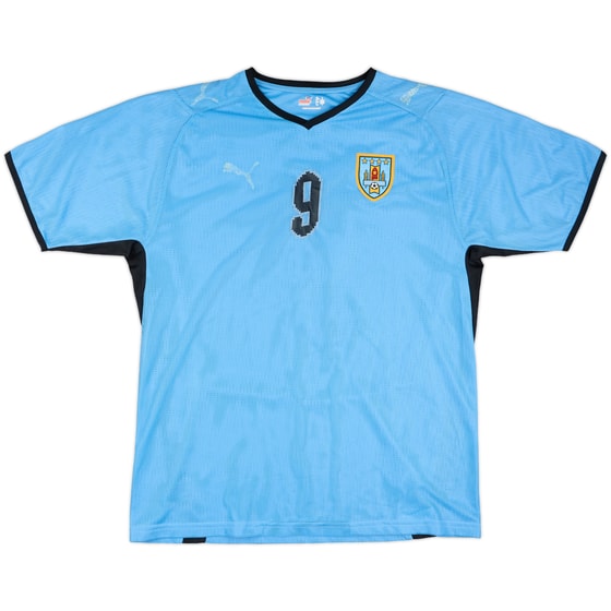 2008-10 Uruguay Home Shirt #9 (Suarez) - 5/10 - (L)