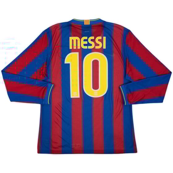 2009-10 Barcelona Player Issue Home L/S Shirt Messi #10 - 9/10 - (L)
