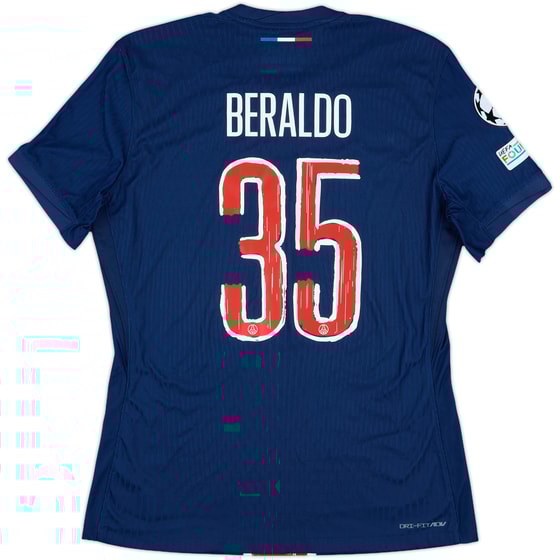 2024-25 Paris Saint-Germain Match Issue Champions League Home Shirt Beraldo #35