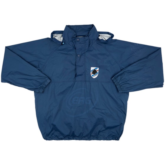 2002-03 Sampdoria Asics 1/4 Zip Hooded Rain Jacket - 5/10 - (XXL)