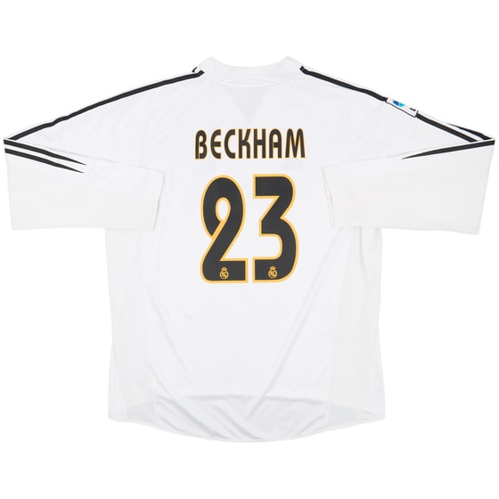 2004-05 Real Madrid Home L/S Shirt Beckham #23 - 8/10 - (XL)