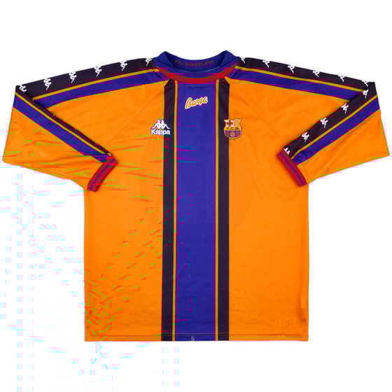 1997-98 Barcelona Match Issue Away L/S Shirt #12