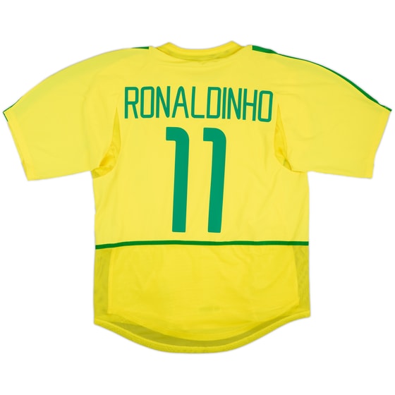 2002-04 Brazil Player Issue Home Shirt Ronaldinho #11 - 10/10 - (M)