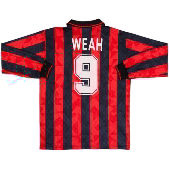 1995-96 AC Milan Home L/S Shirt Weah #9 - 8/10 - (L)