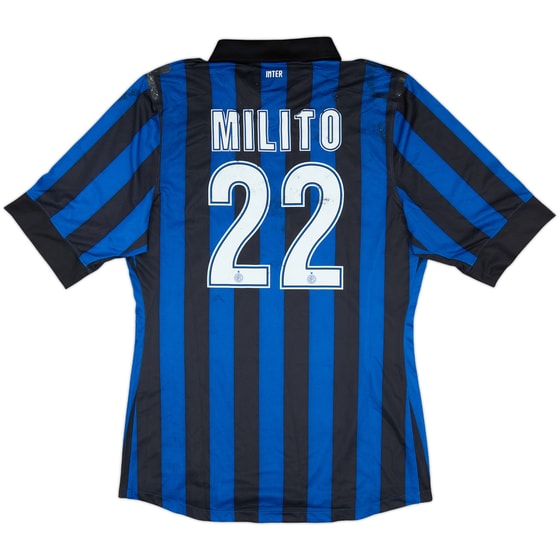 2011-12 Inter Milan Player Issue Home Shirt Milito #22 - 4/10 - (M)