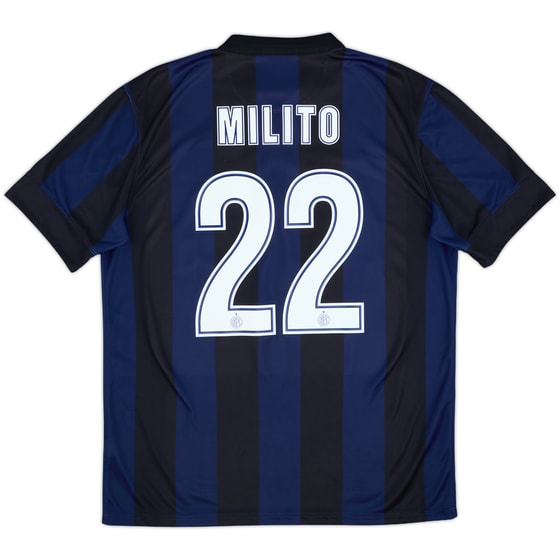 2013-14 Inter Milan Home Shirt Milito #22 - 9/10 - (L)