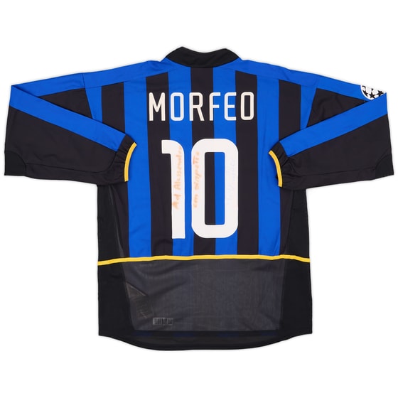 2002-03 Inter Milan Match Issue Champions League Signed Home L/S Shirt Morfeo #10