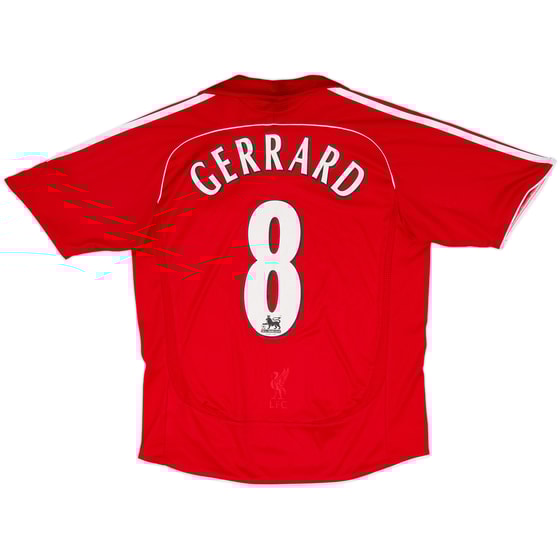 2006-08 Liverpool Home Shirt Gerrard #8 - 6/10 - (XL.Boys)