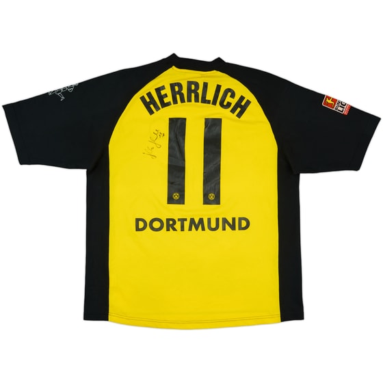 2001-02 Borussia Dortmund Signed Home Shirt Herrlich #11 - 8/10 - (XL)