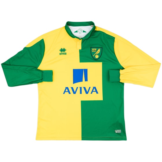 2015-16 Norwich Home L/S Shirt - 8/10 - (XL)