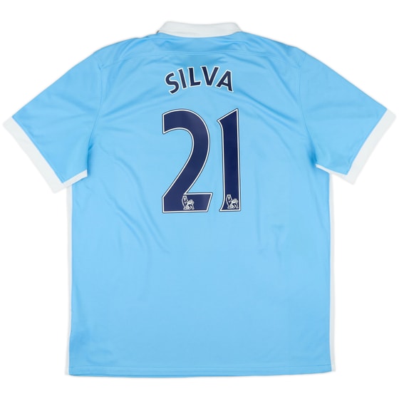 2015-16 Manchester City Home Shirt Silva #21 - 8/10 - (XL)