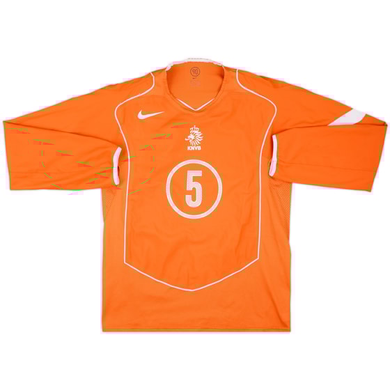 2004-06 Netherlands Player Issue Home L/S Shirt #5